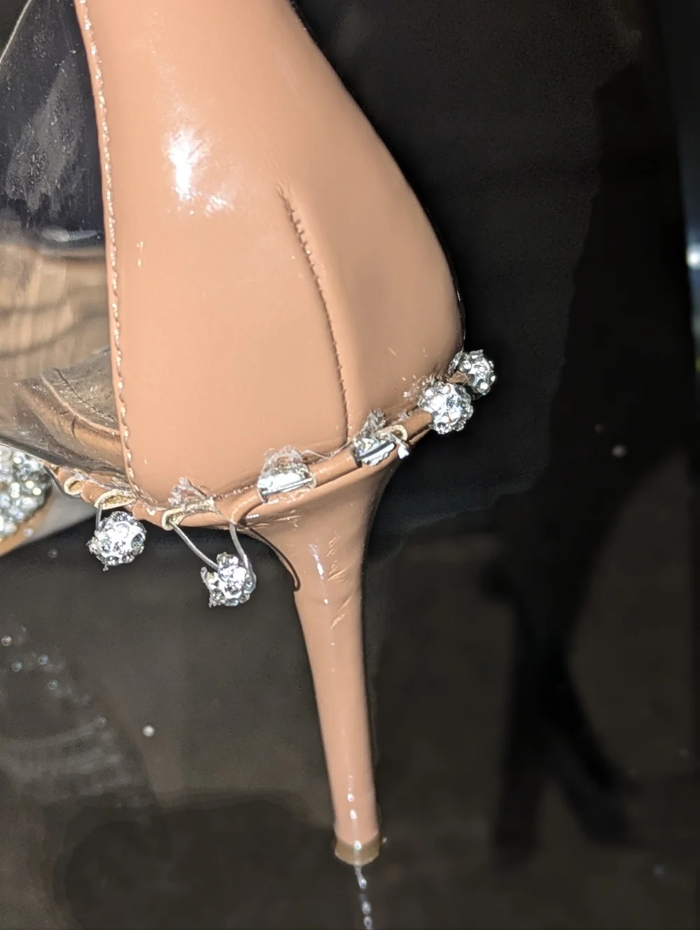 Steve Madden Nude Clear Pointed Toe Pumps with Crystal Trim - Picture 12 of 14